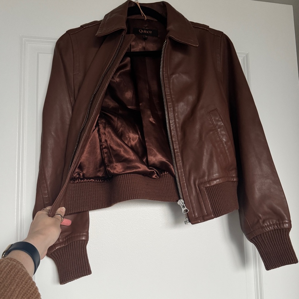 NWT QUINCE 100% Washed Leather Bomber Jacket - Picture 8 of 16